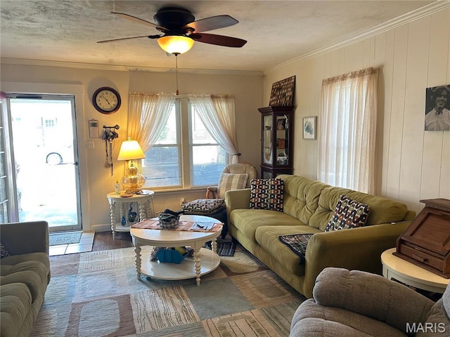 705 E Gibbs St, Salem, MO 65560 - living room with healthy amount of natural light, a ceiling fan, and crown molding
