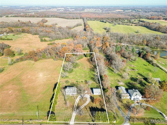 751 E Saint Eunice Rd, Fulton, MO 65251 - aerial view of sparsely populated area with property parcel outlined