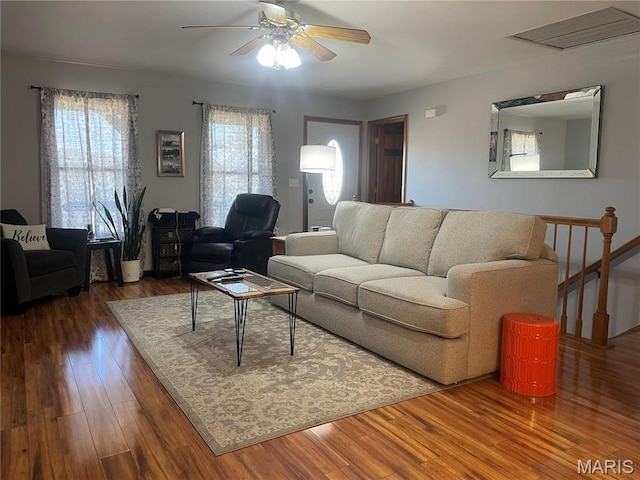 4101 Juedeman Rd, Mo, MO 65453 - living room with a ceiling fan and wood finished floors