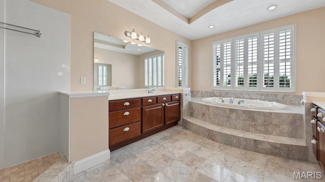 9108 Wiltshire Dr, Columbia, IL 62236 - bathroom with healthy amount of natural light, a bath, vanity, and recessed lighting