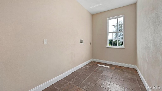 9108 Wiltshire Dr, Columbia, IL 62236 - clothes washing area with electric dryer hookup, baseboards, hookup for a washing machine, and stone tile flooring