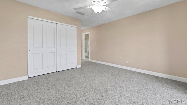 9108 Wiltshire Dr, Columbia, IL 62236 - unfurnished bedroom featuring baseboards, a closet, carpet, and a ceiling fan