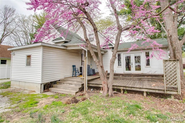 225 Tunison, White Hall, IL 62092 - back of house featuring french doors and a wooden deck
