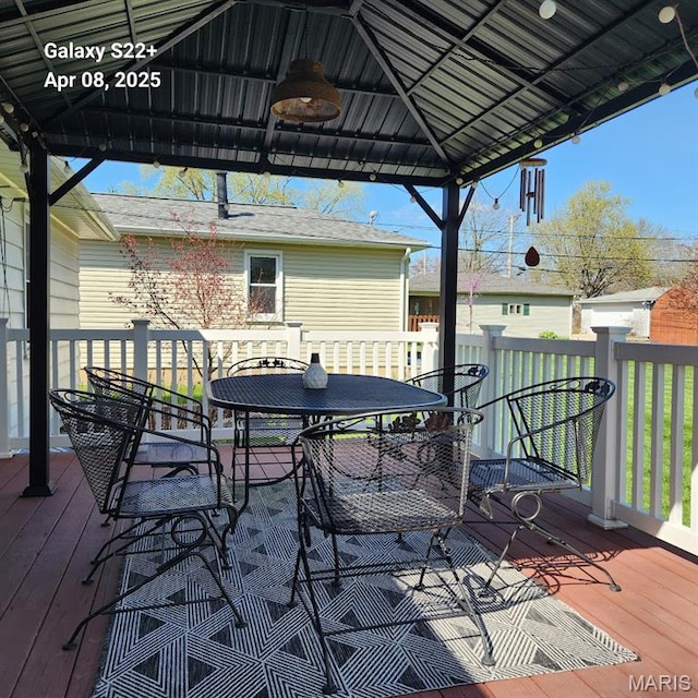 2011 Cypress St, Highland, IL 62249 - wooden terrace with a gazebo and a ceiling fan