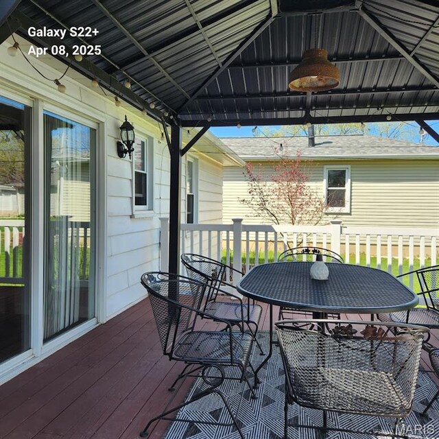 2011 Cypress St, Highland, IL 62249 - wooden deck with ceiling fan and a gazebo