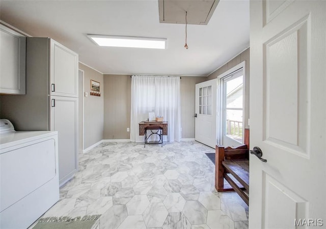 15227 County Road 1110, St James, MO 65559 - foyer featuring washer / dryer and light marble finish floors