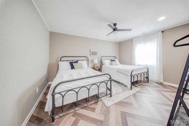 15227 County Road 1110, St James, MO 65559 - bedroom with baseboards, recessed lighting, and a ceiling fan