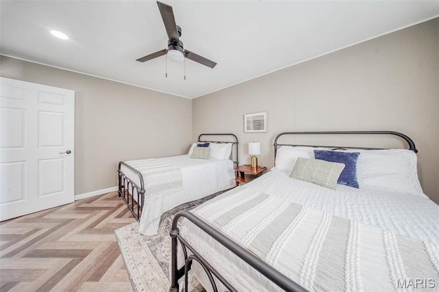 15227 County Road 1110, St James, MO 65559 - bedroom with ceiling fan, baseboards, and recessed lighting