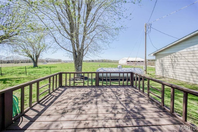 15227 County Road 1110, St James, MO 65559 - wooden deck with a view of countryside and a yard