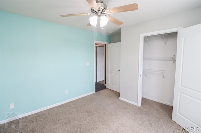 23332 Righteous Ln, Waynesville, MO 65583 - unfurnished bedroom featuring light colored carpet, a closet, and a ceiling fan