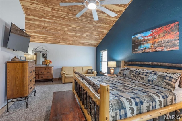 1318 Stormy Point Rd Unit 7, Branson, MO 65616 - bedroom with carpet floors, wood ceiling, high vaulted ceiling, and ceiling fan