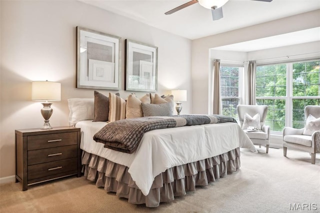 104 Eagle Cove Pl Unit 39B, Saint Charles, MO 63303 - bedroom featuring light carpet, ceiling fan, and baseboards