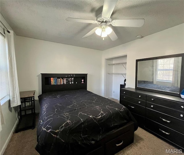 1504 Swallow Dr, Saint Louis, MO 63144 - bedroom with carpet flooring, a textured ceiling, ceiling fan, and baseboards