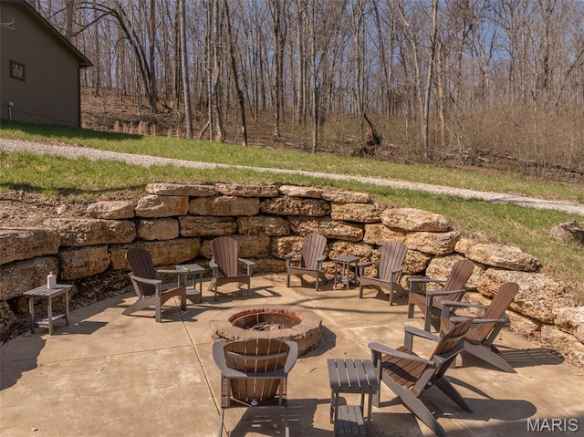 370 Alpine Bend Dr, Wright City, MO 63390 - view of patio / terrace featuring an outdoor fire pit