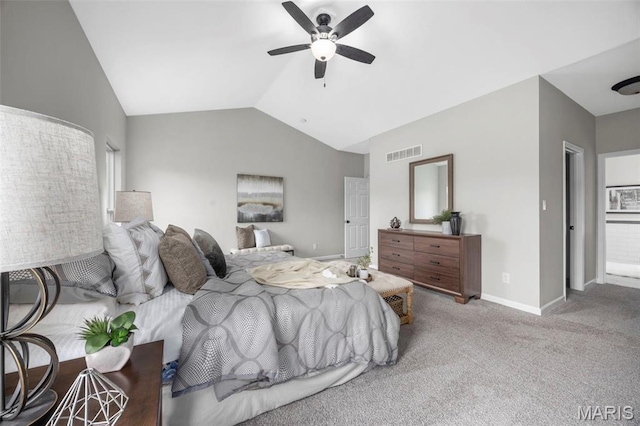 407 Forby Estates Dr, Eureka, MO 63025 - bedroom featuring lofted ceiling, baseboards, carpet, and ceiling fan