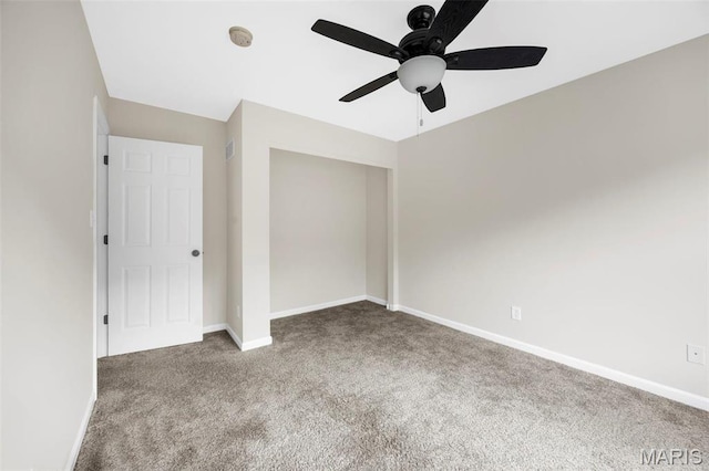 407 Forby Estates Dr, Eureka, MO 63025 - unfurnished bedroom with carpet floors, a closet, baseboards, and ceiling fan
