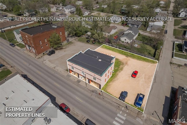 32 W School St, Bonne Terre, MO 63628 - aerial perspective of suburban area with property parcel outlined