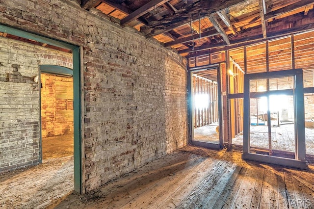 32 W School St, Bonne Terre, MO 63628 - misc room with beamed ceiling, wooden ceiling, and hardwood / wood-style floors