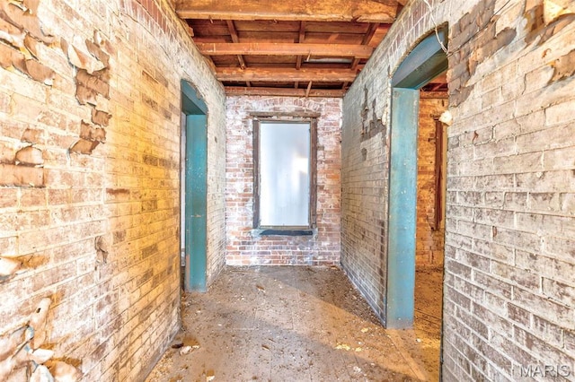 32 W School St, Bonne Terre, MO 63628 - hallway with brick wall