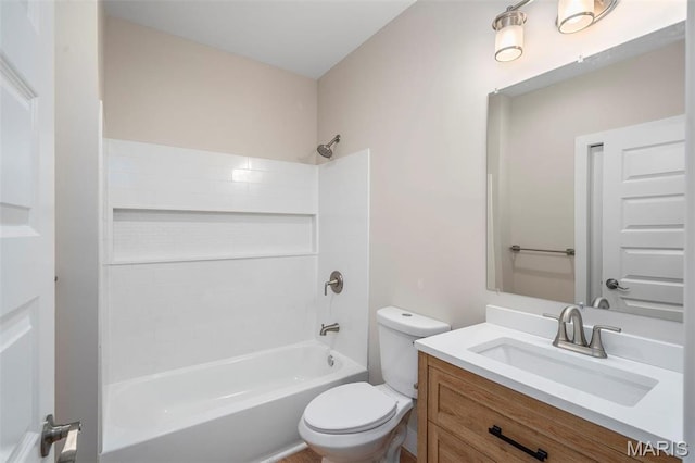 6800 Minnesota Ave, Saint Louis, MO 63111 - bathroom with toilet, vanity, and bathtub / shower combination