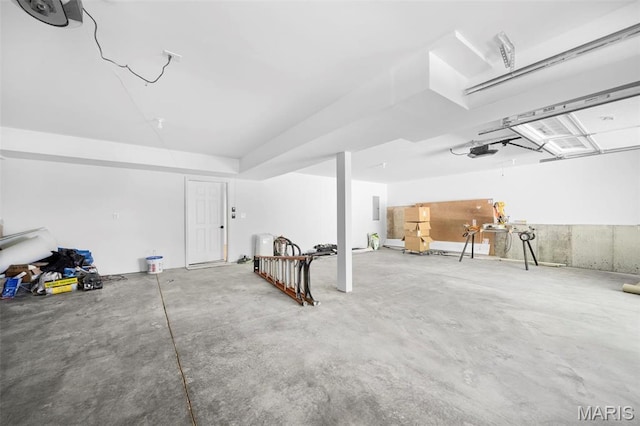 garage with a garage door opener