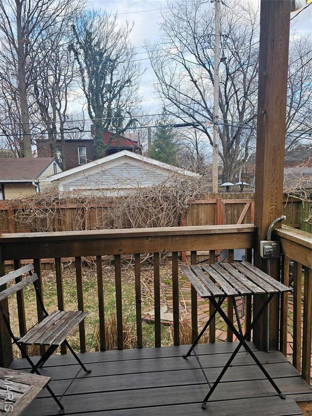 wooden deck featuring a fenced backyard