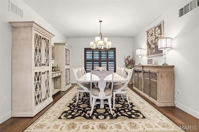 1420 Randle St, Edwardsville, IL 62025 - dining room with a chandelier, baseboards, and dark wood-style flooring