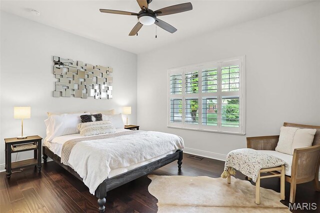 1420 Randle St, Edwardsville, IL 62025 - bedroom featuring baseboards, wood finished floors, and ceiling fan