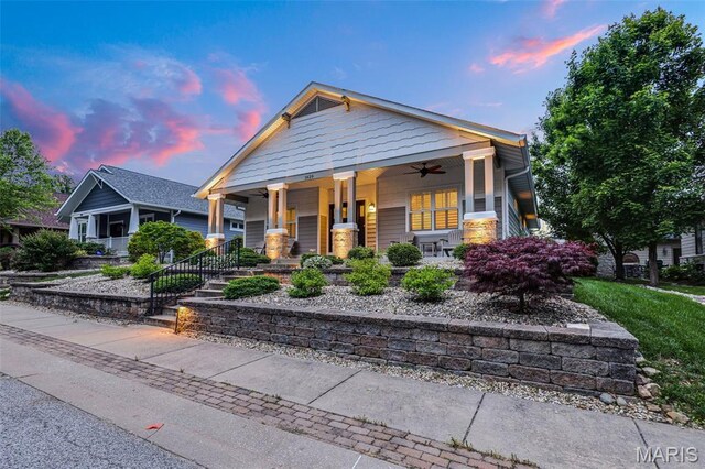 1420 Randle St, Edwardsville, IL 62025 - craftsman-style house featuring a porch and ceiling fan
