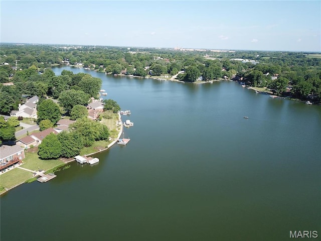 aerial view of property's location featuring a large body of water