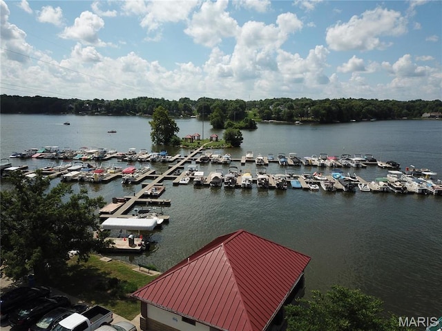 water view with a marina