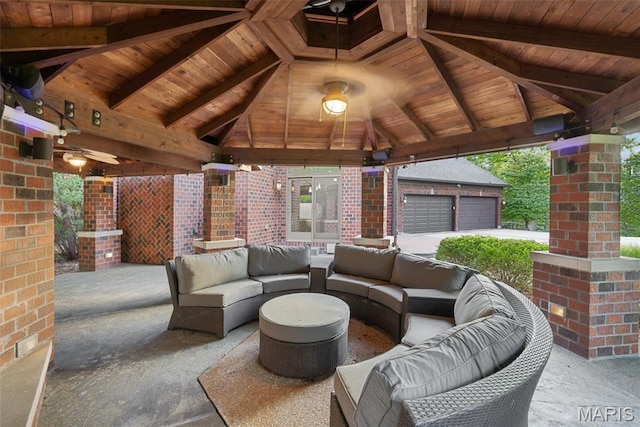 10711 Kennerly Rd, Saint Louis, MO 63128 - view of patio with a gazebo, outdoor lounge area, and a garage