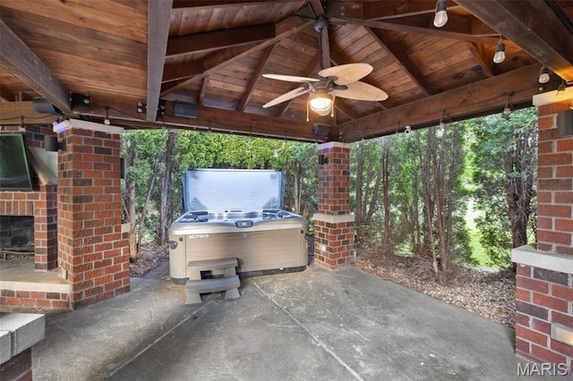 10711 Kennerly Rd, Saint Louis, MO 63128 - view of patio / terrace featuring a ceiling fan and a gazebo