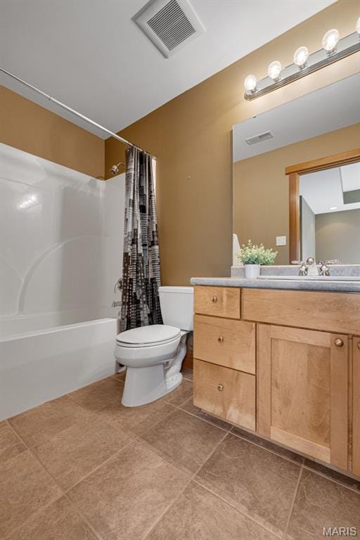 10711 Kennerly Rd, Saint Louis, MO 63128 - bathroom featuring toilet, shower / tub combo, vanity, and tile patterned flooring