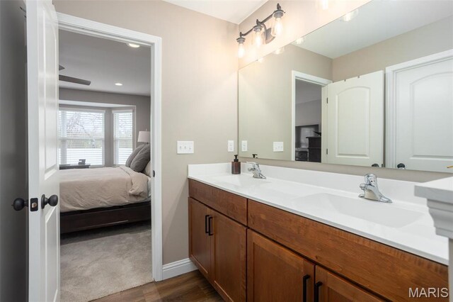 1027 Watering Stone Ct, Pevely, MO 63070 - ensuite bathroom with wood finished floors, double vanity, and baseboards