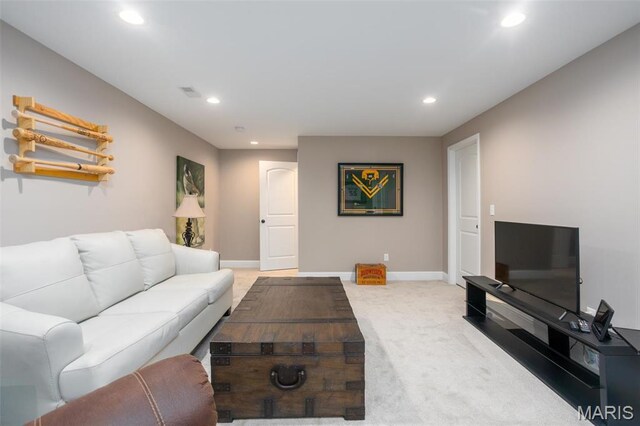 1027 Watering Stone Ct, Pevely, MO 63070 - living room featuring recessed lighting, carpet floors, and baseboards