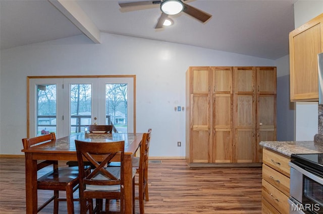 777 Squaw Rd, Cuba, MO 65453 - dining space featuring light wood-type flooring, a ceiling fan, and baseboards
