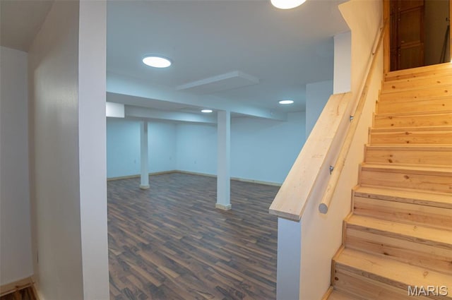 777 Squaw Rd, Cuba, MO 65453 - finished below grade area featuring wood finished floors, stairs, recessed lighting, and baseboards