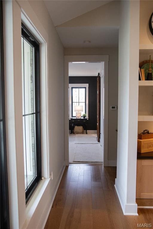 3 Inland Ct, Wright City, MO 63390 - hallway with wood finished floors, baseboards, and lofted ceiling