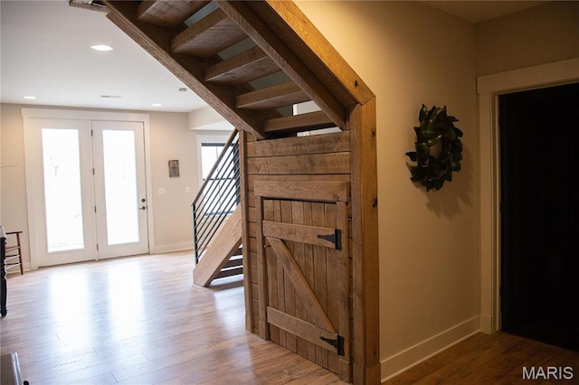 3 Inland Ct, Wright City, MO 63390 - foyer entrance with wood finished floors, stairs, baseboards, and recessed lighting
