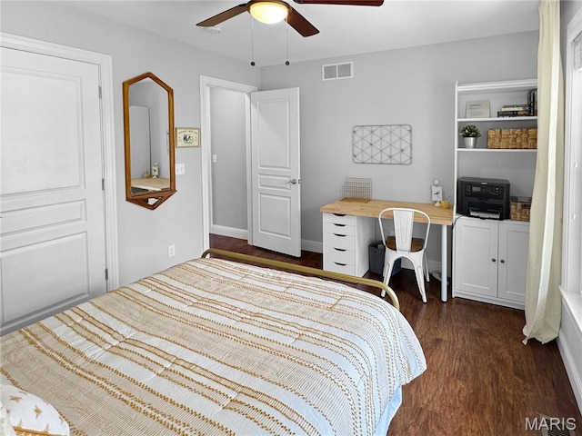 641 Ponderosa Trl, Beaufort, MO 63013 - bedroom featuring dark wood finished floors and a ceiling fan