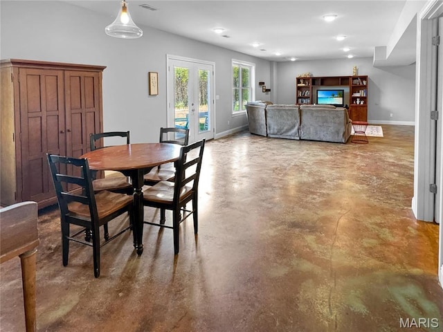 641 Ponderosa Trl, Beaufort, MO 63013 - dining space featuring finished concrete flooring, baseboards, french doors, and recessed lighting