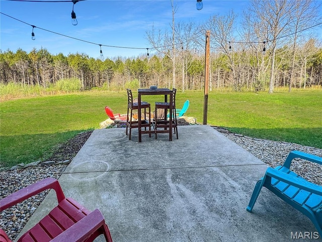 641 Ponderosa Trl, Beaufort, MO 63013 - view of patio / terrace featuring a forest view