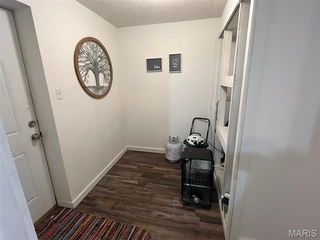 10303 Woodberry Rd, Potosi, MO 63664 - doorway to outside with wood finished floors, a textured ceiling, and baseboards