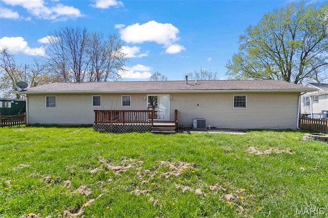 1112 N Illinois Ave, Litchfield, IL 62056 - back of property featuring a deck and cooling unit
