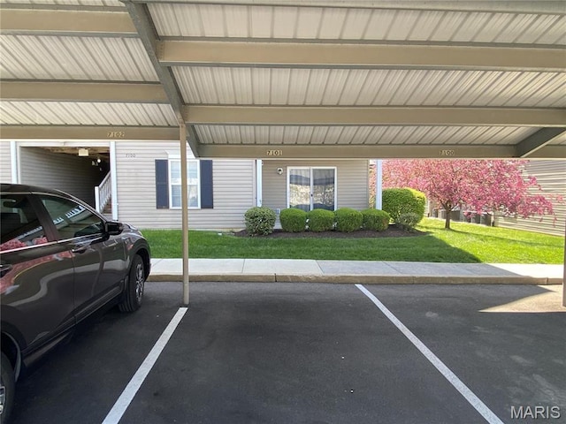 view of covered parking lot
