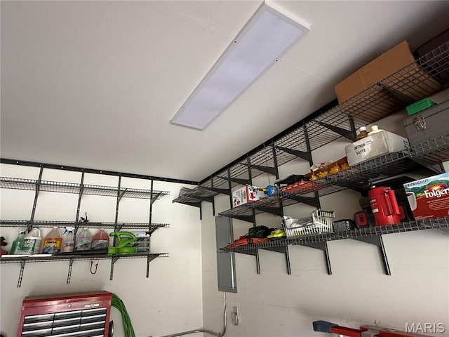 storage room with a garage