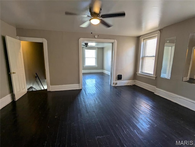 4610 Pope Ave, Saint Louis, MO 63115 - empty room featuring ceiling fan, hardwood / wood-style flooring, and baseboards