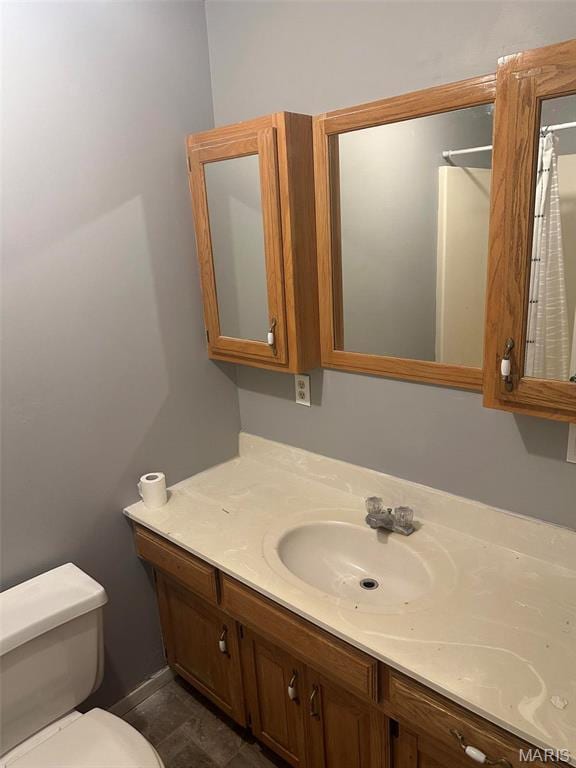 bathroom with toilet and vanity