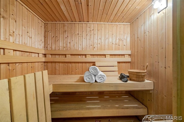 1747 Russet Valley Dr, Saint Louis, MO 63146 - relaxing sauna featuring wood ceiling and wood walls